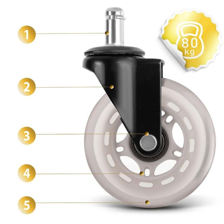 Sofotel, kółka kauczukowe do foteli, przezroczyste, 5 szt.