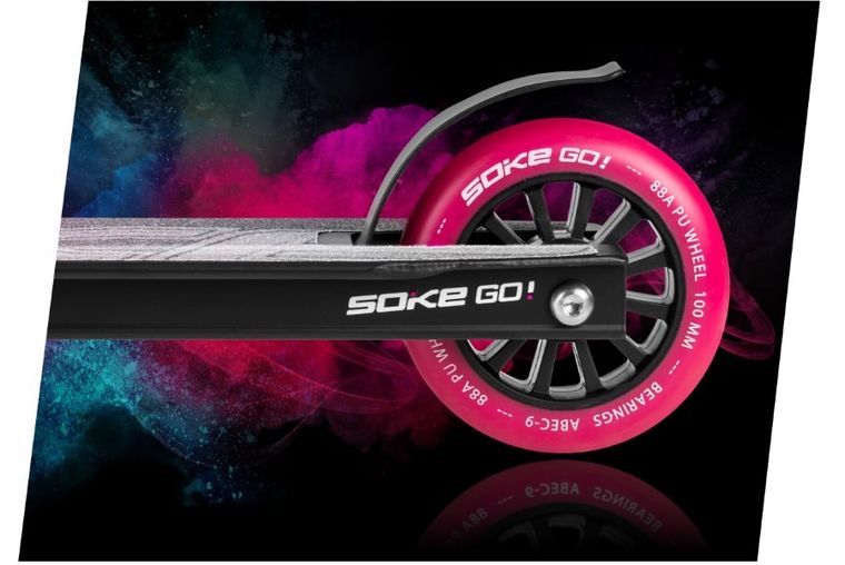 Soke, ABEC-9, kółka do hulajnogi wyczynowej, rubinowe, 100 mm