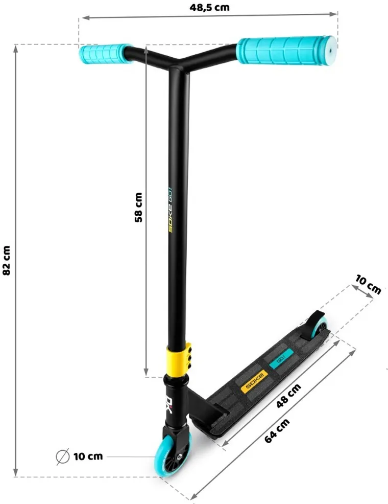 Soke, Go! hulajnoga wyczynowa, żółto-niebieska