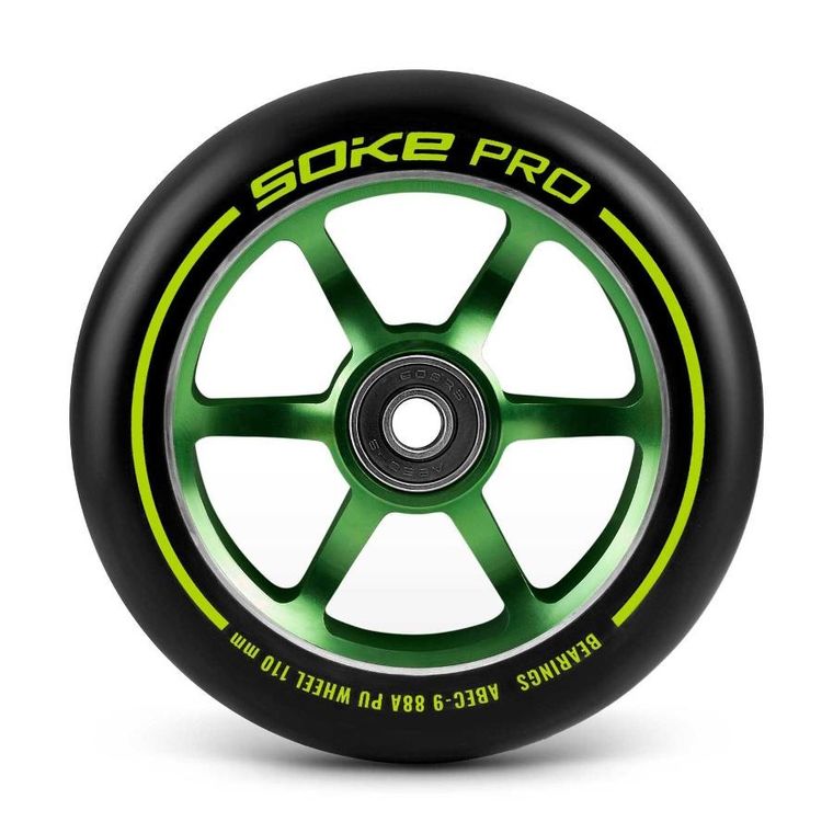 Soke, kółka do hulajnogi, 110 mm, zielone, 2 szt.