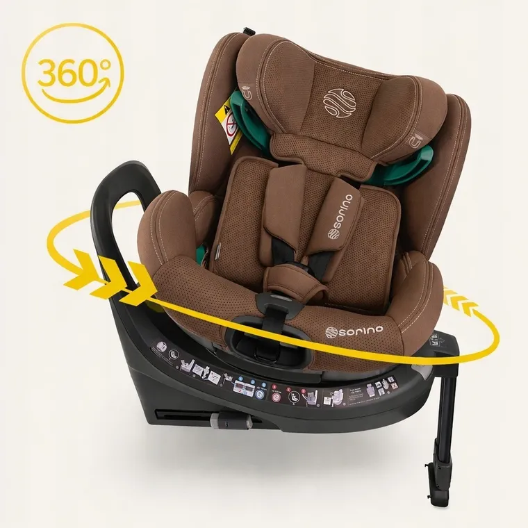 Sorino, Aurora, fotelik samochodowy z bazą, 360°, chocolate, 40-150 cm