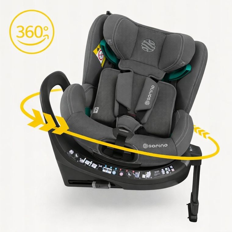 Sorino, Aurora, fotelik samochodowy z bazą, 360°, grey, 40-150 cm