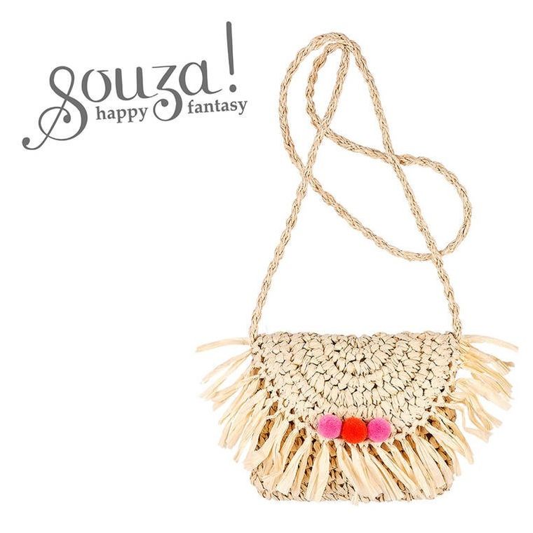 Souza! Akkelyn, torebka na ramię dla dzieci, słomkowa, frędzle i pompony