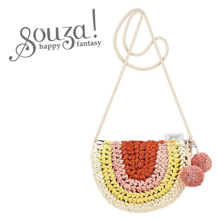 Souza! Alies, torebka na ramię dla dzieci, słomkowa z wiszącymi pomponami