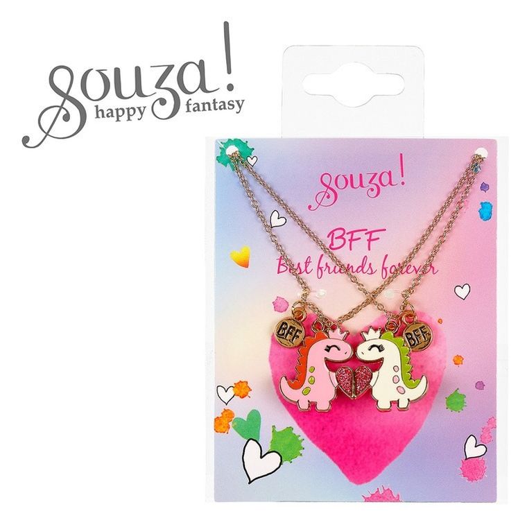 Souza! BFF Dino, naszyjniki przyjaźni dla dziewczynek, 2 szt.