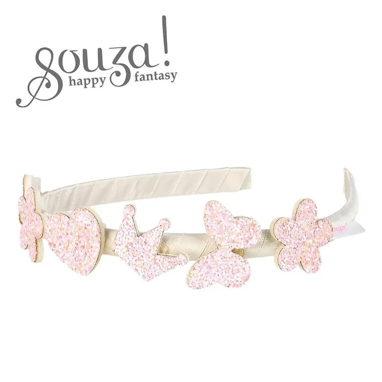 Souza! Carolina, opaska z brokatowymi elementami, różowa