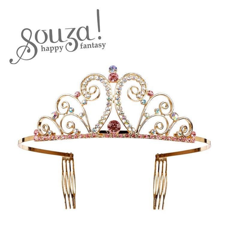 Souza! Chapira, tiara wsuwana z klejnotami, złota