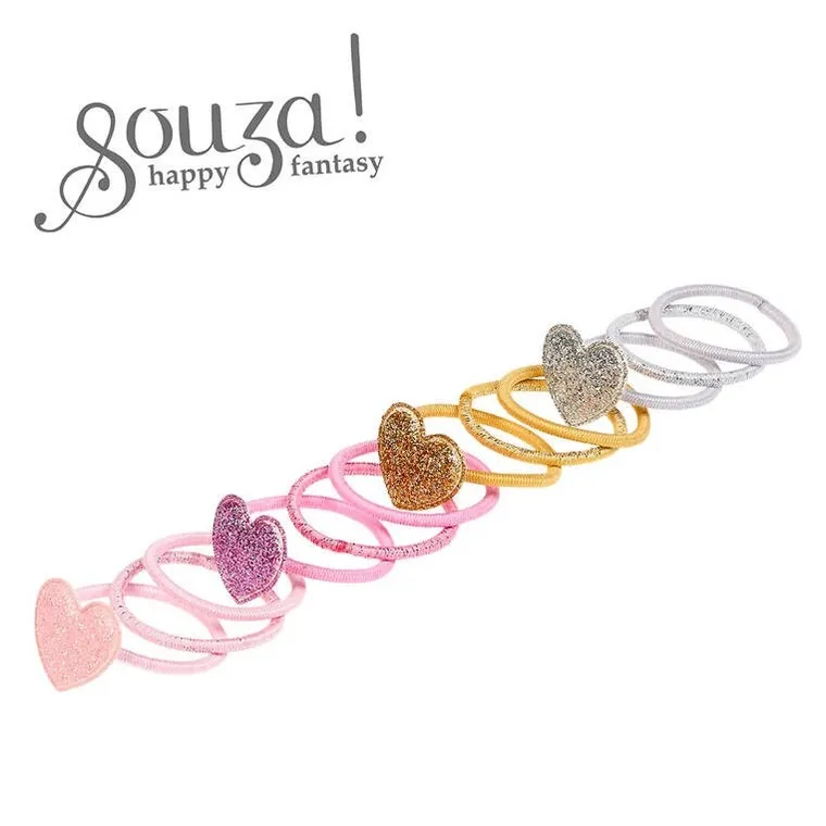 Souza! Coranna, gumki do włosów, brokatowe serduszka, 12 szt.