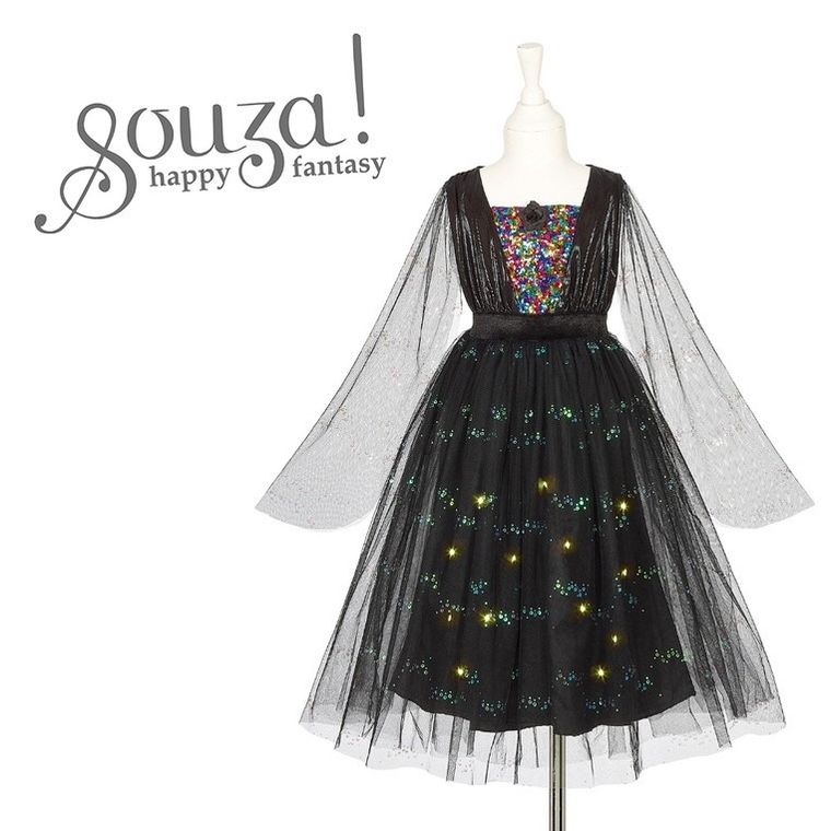 Souza! Czarownica Agatha, strój dla dzieci z sukienką z lampkami LED, 5-7 lat