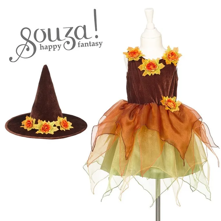 Souza! Czarownica Sabrina, strój dla dzieci z kapeluszem, 5-7 lat