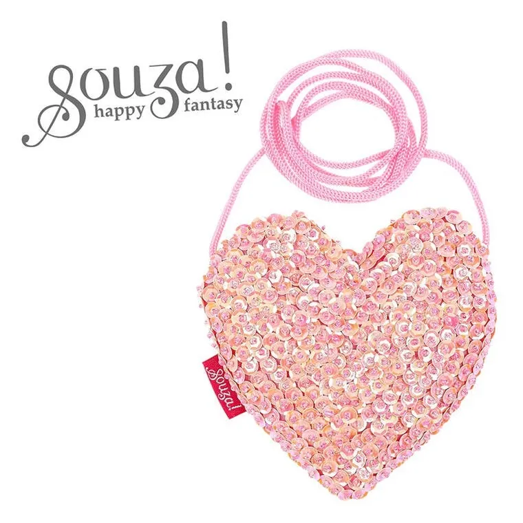 Souza! Emma, cekinowa torebka na ramię dla dzieci, serduszko różowa