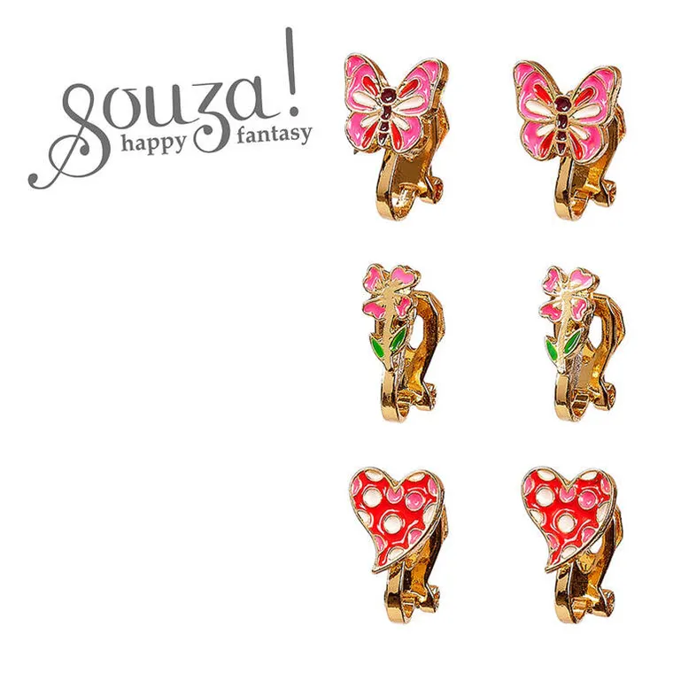 Souza! Finelie, klipsy do uszu, motyle, 3 pary