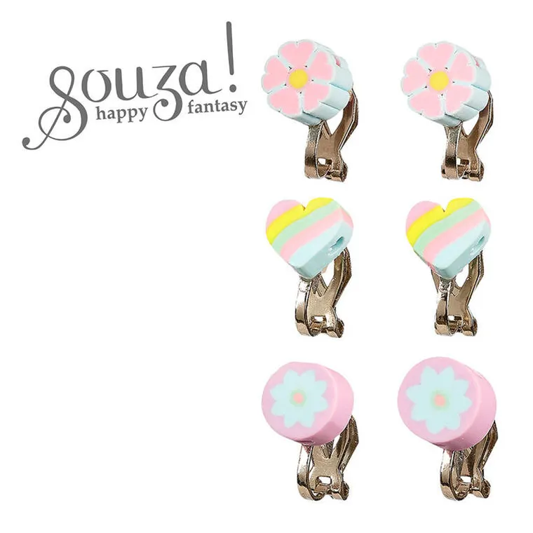 Souza! Geena, klipsy do uszu, kwiaty, 3 pary