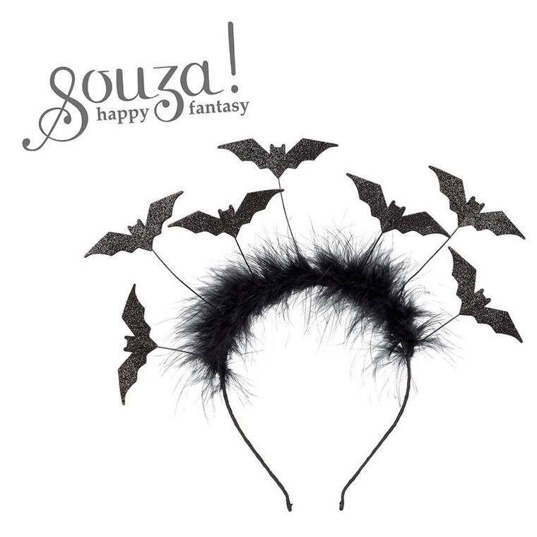 Souza! Hermione, opaska z futerkiem i nietoperzami, czarna