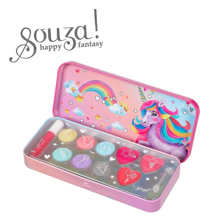 Souza! Jednorożec, kosmetyki do makijażu dla dzieci, w metalowej kasetce, 10 elementów