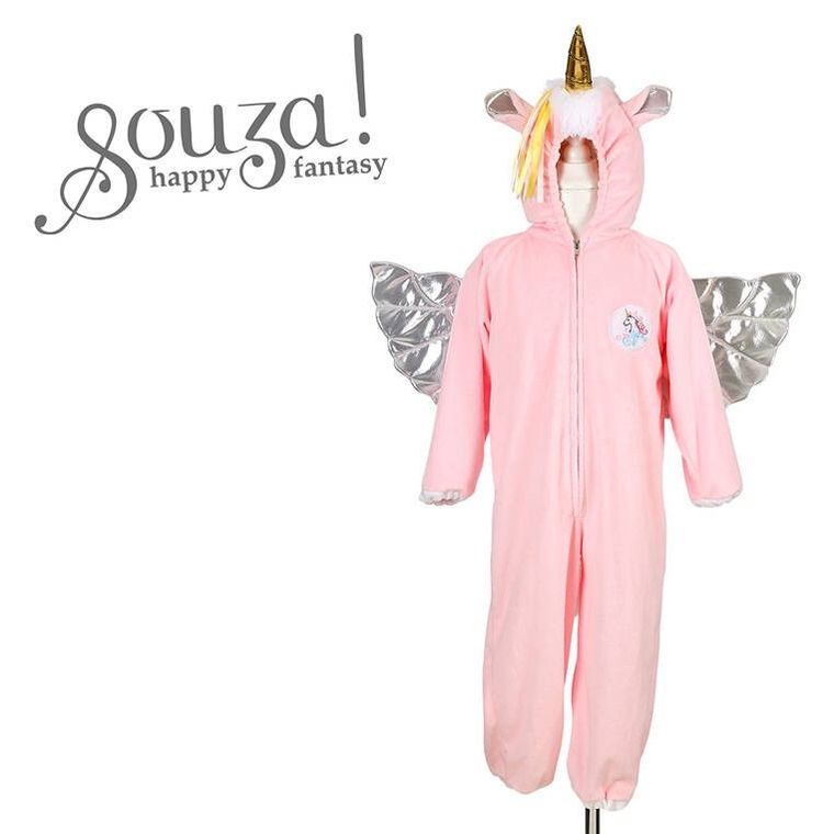 Souza! Jednorożec ze srebrnymi skrzydłami, kostium kombinezon kigurumi, 7-8 lat