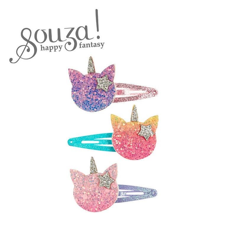 Souza! Jula, spinki do włosów, brokatowe koto-jednorożce, 3 szt.