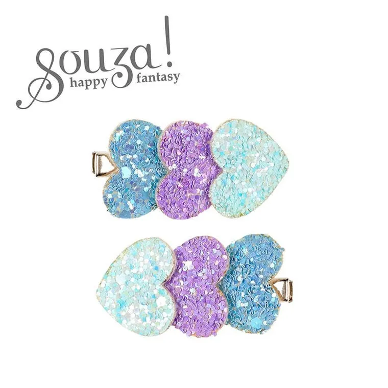 Souza! Lola, spinki do włosów, serduszka, niebiesko-fioletowe, 2 szt.