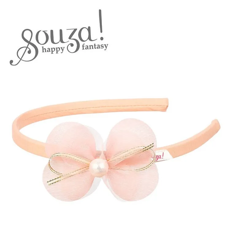 Souza! Lotus, opaska z kwiatem i perłą, jasnoróżowa