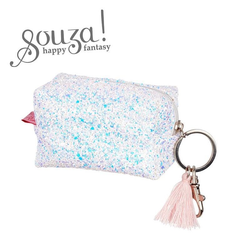 Souza! Lyna, brokatowy portfel etui dla dzieci z breloczkiem, biały