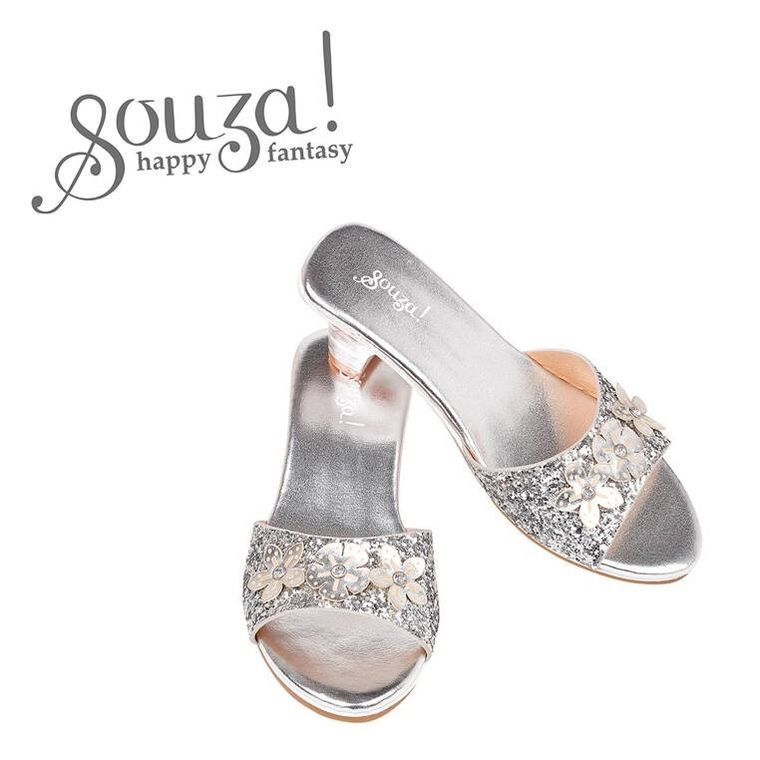 Souza! Mariona, pantofelki klapki na obcasie, srebrne, rozmiar 27/28