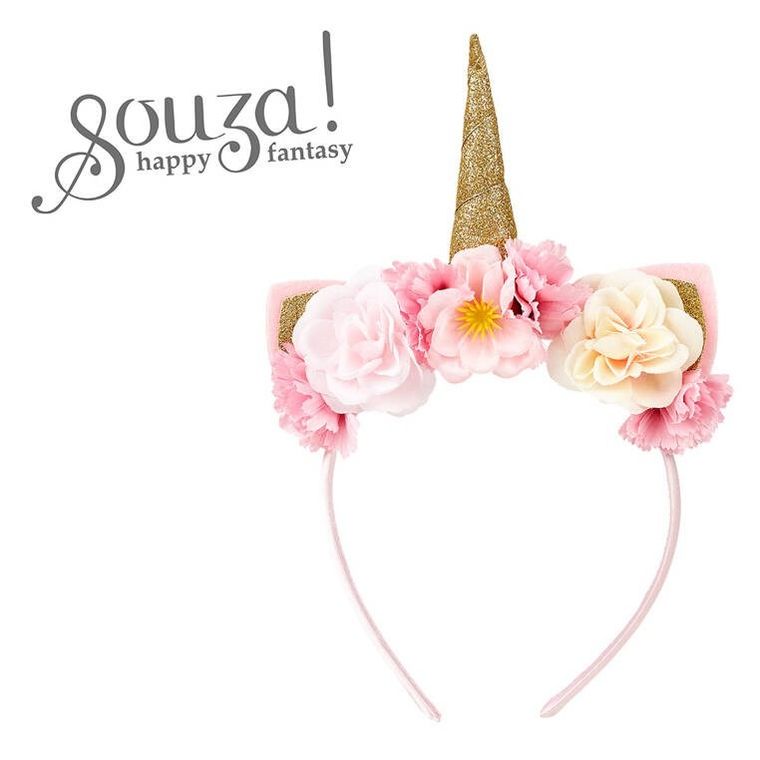 Souza! opaska z kwiatami i złotym rogiem jednorożca