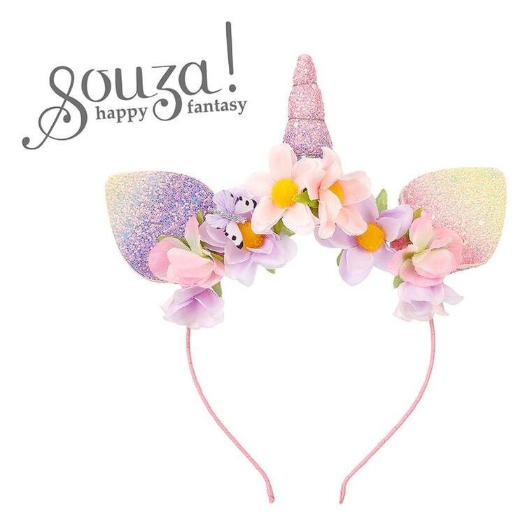 Souza! opaska z uszami i rogiem jednorożca, liliowa