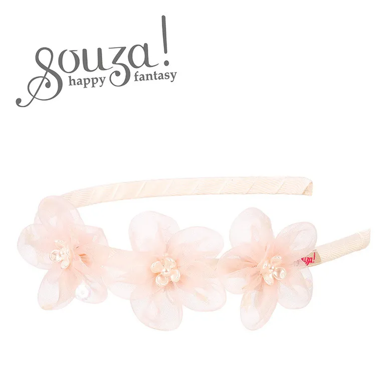 Souza! Pia, opaska z tiulowymi, różowymi kwiatami