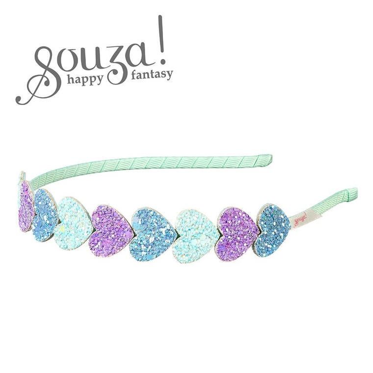 Souza! Samantha, opaska z brokatowymi serduszkami, niebiesko-fioletowa