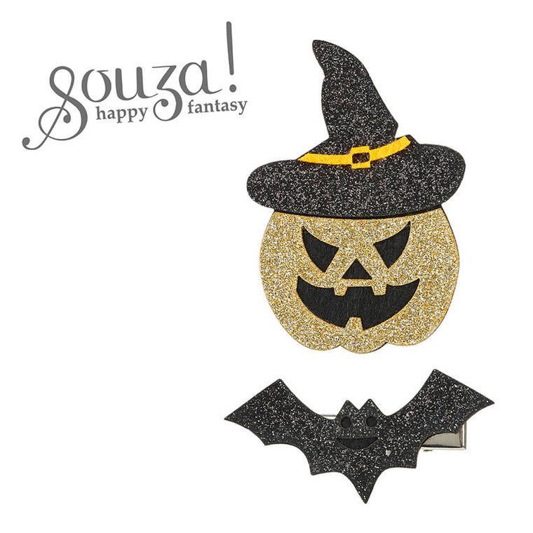 Souza! spinki do włosów, Halloween, dynia i nietoperz, 2 szt.