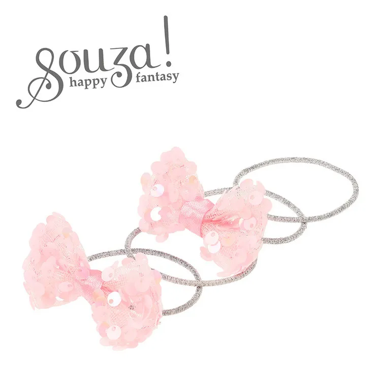 Souza! Tiki, elastyczne gumki do włosów, kokarda, różowa, 4 szt.