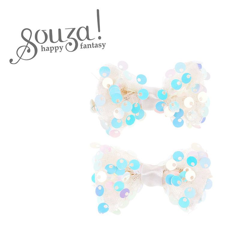 Souza! Tiki, klipsy do włosów, kokarda, biała, 2 szt.