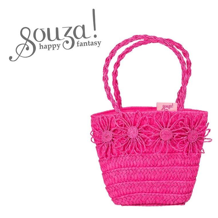 Souza! Winny, torebka dla dzieci, słomkowa z kwiatkami, różowa