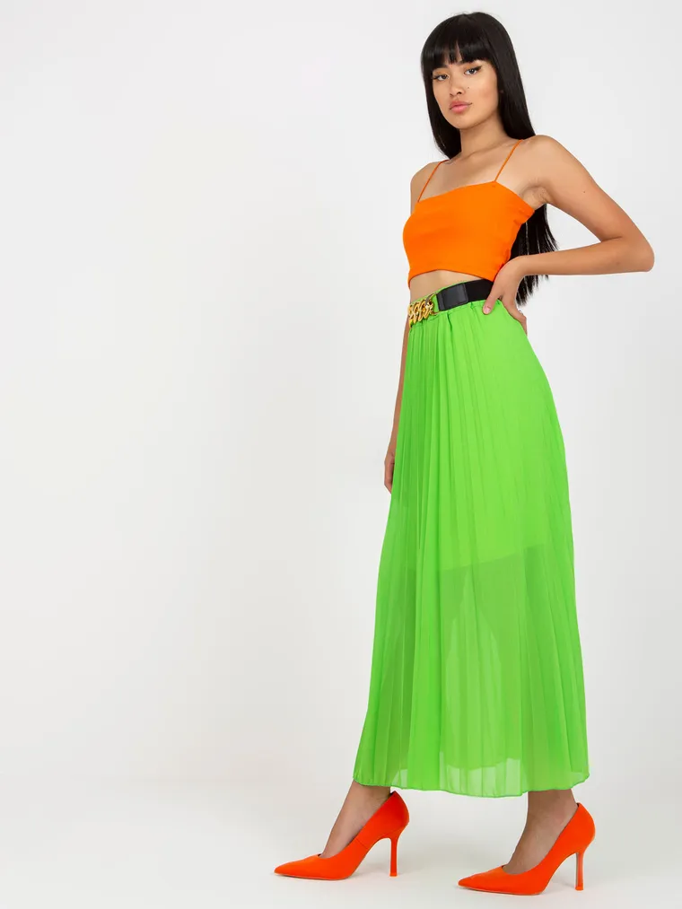Spódnica damska, plisowana, zielona, Italy Moda