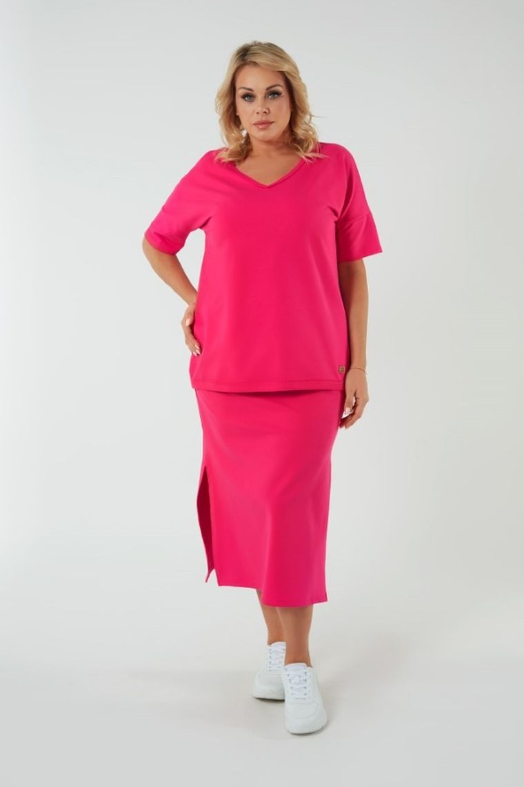 Spódnica damska, plus size, różowa, Stella, Italian Fashion