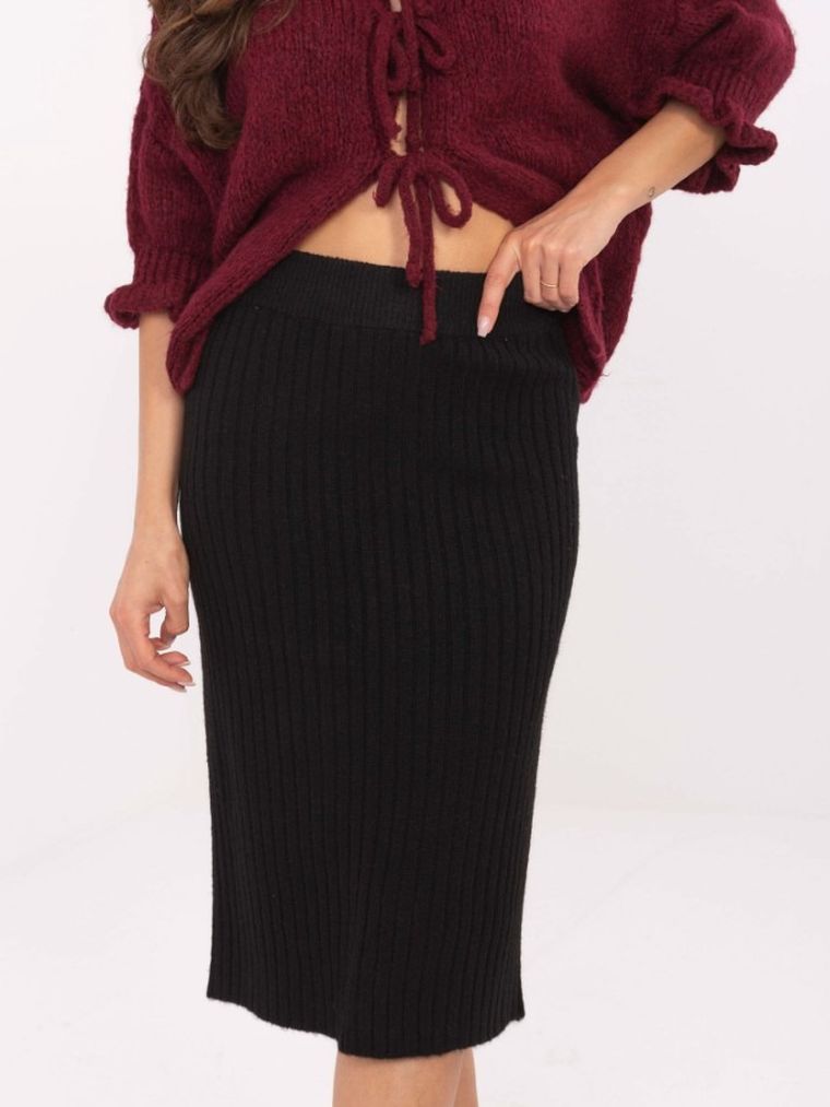 Spódnica damska z wełną, czarna, Sublevel