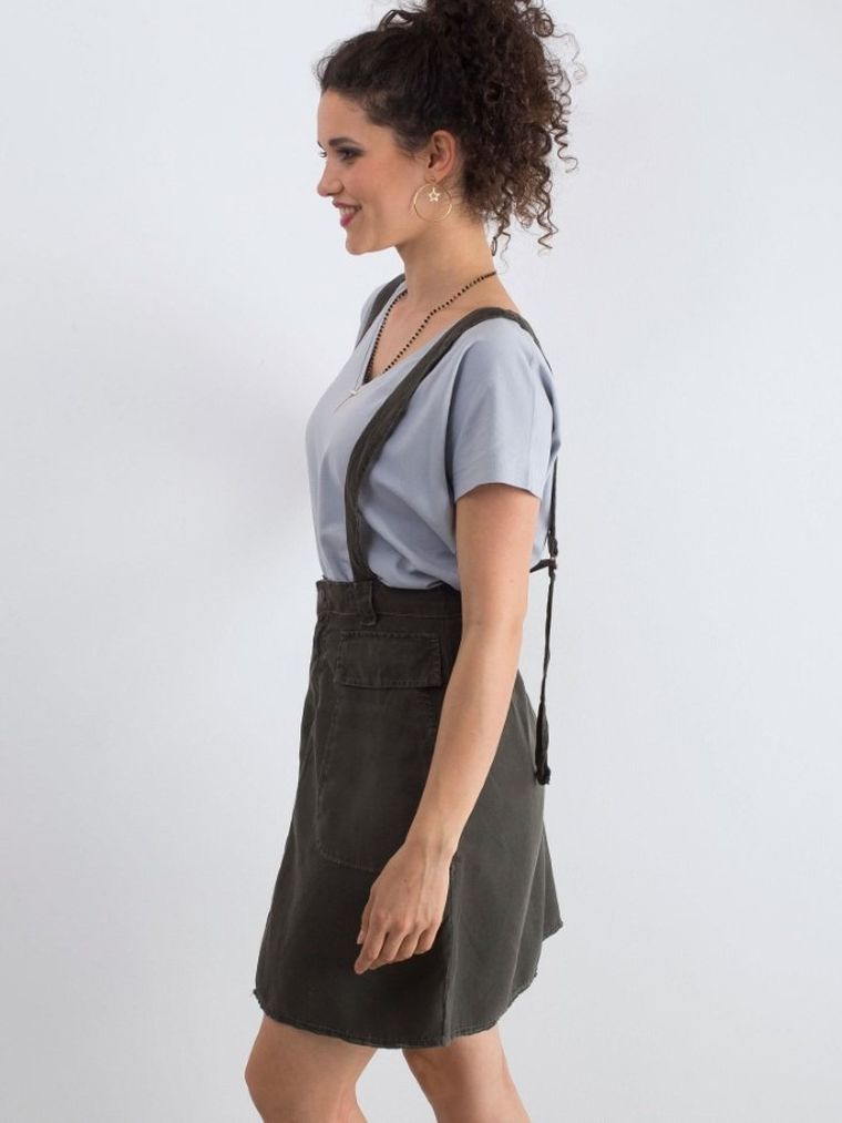 Spódnica ogrodniczka damska, khaki, Italy Moda