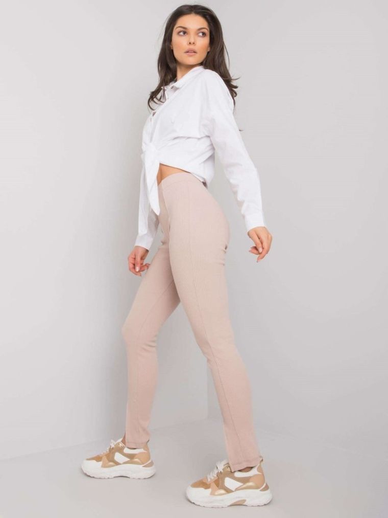 Spodnie damskie, beżowe, Rue Paris