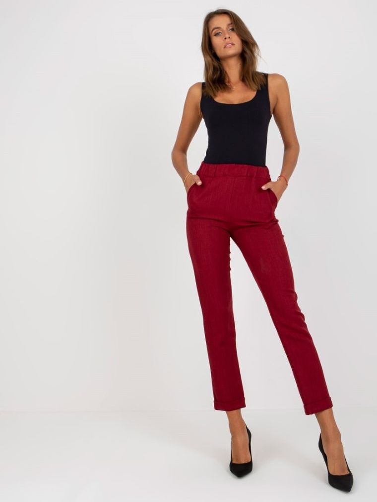 Spodnie damskie, bordowe, Lakerta