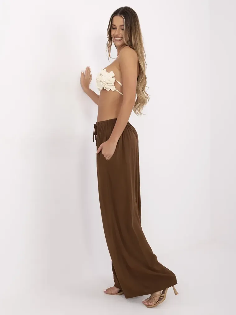 Spodnie damskie, brązowe, Italy Moda