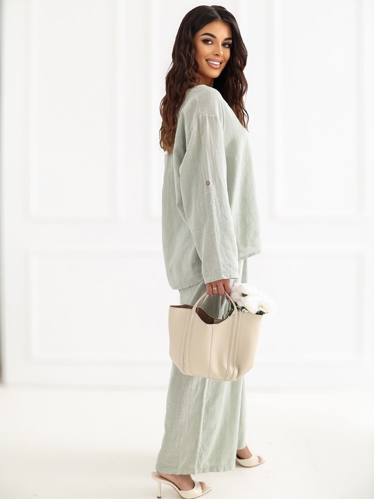 Spodnie damskie, khaki, Italy Moda
