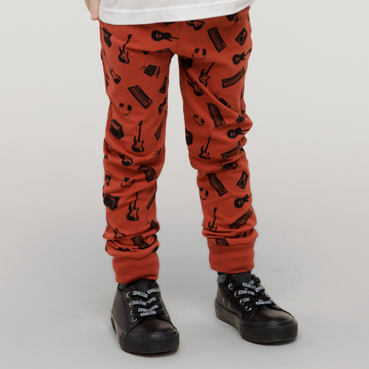 Spodnie dresowe chłopięce, czerwone, Pinokio