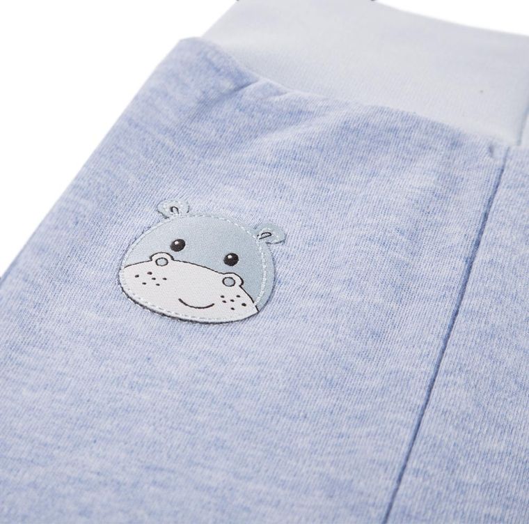Spodnie dresowe chłopięce, niebieskie, hipopotam, Eevi