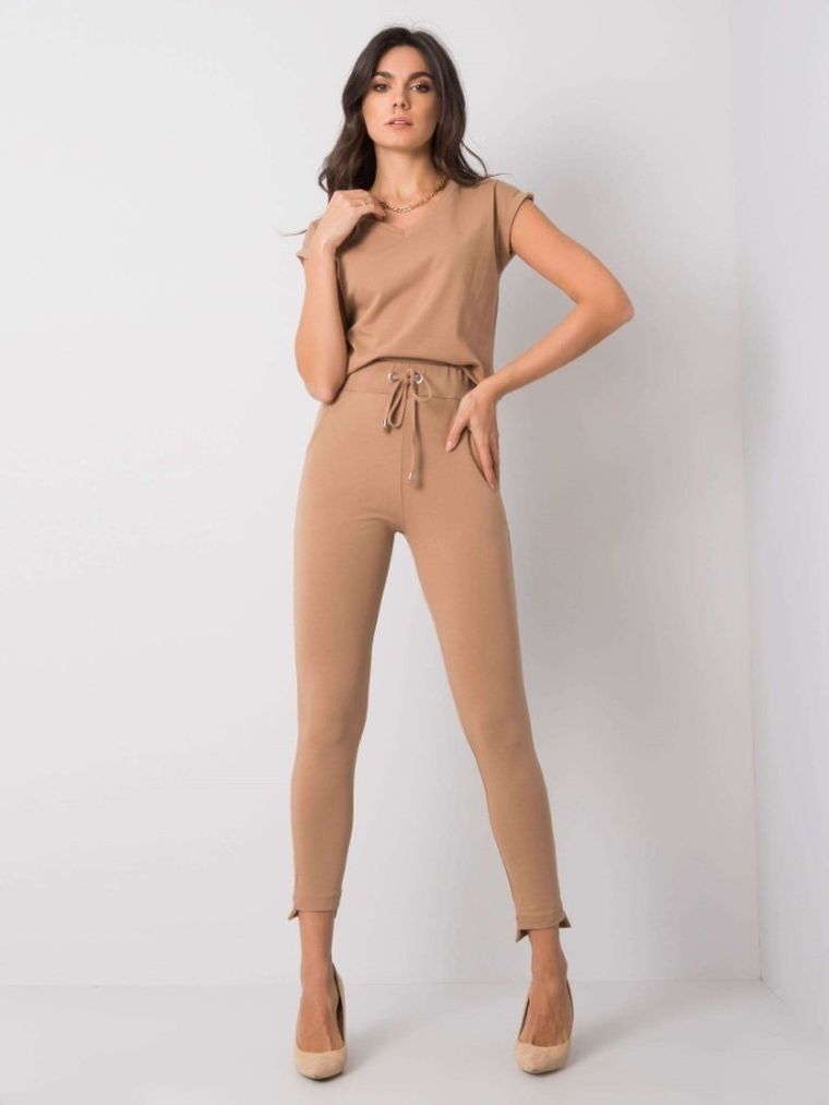 Spodnie dresowe damskie, beżowe, Basic Feel Good
