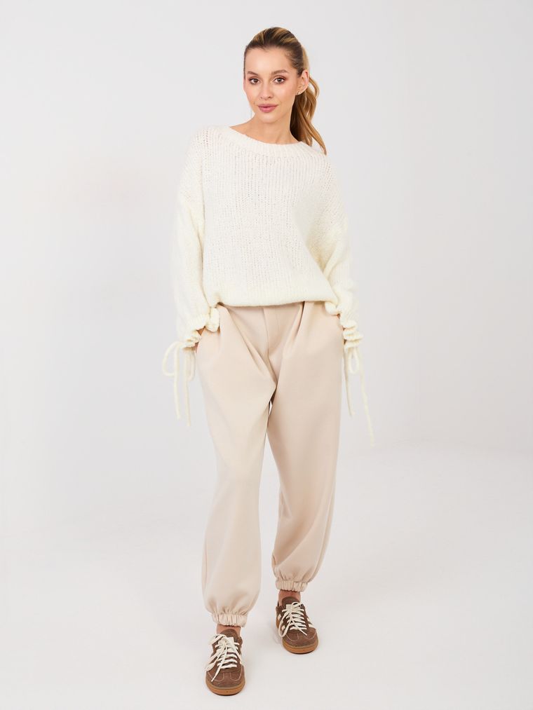 Spodnie dresowe damskie, beżowe, Italy Moda