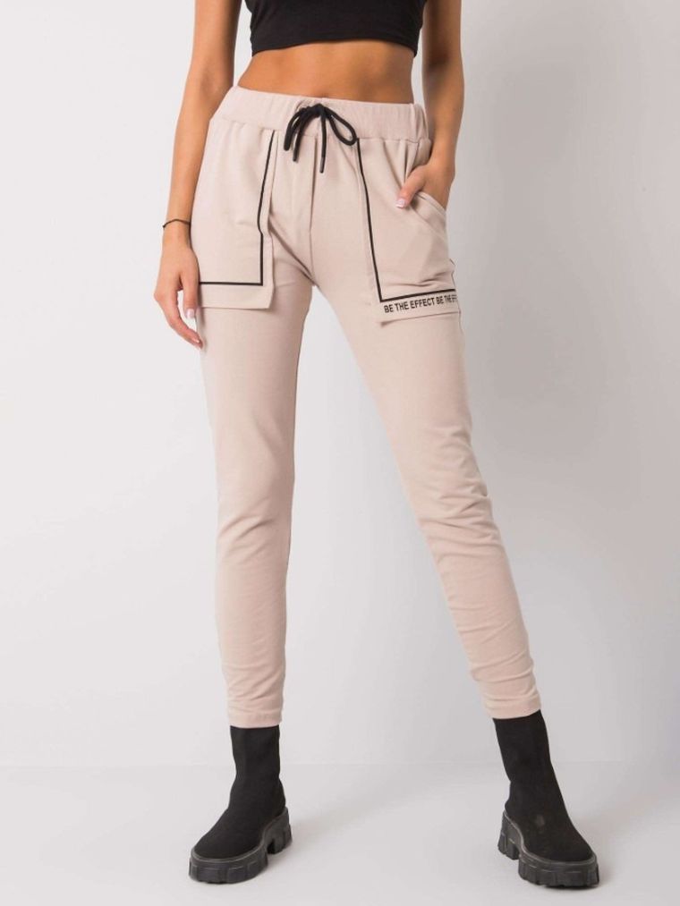 Spodnie dresowe damskie, beżowe, Relevance