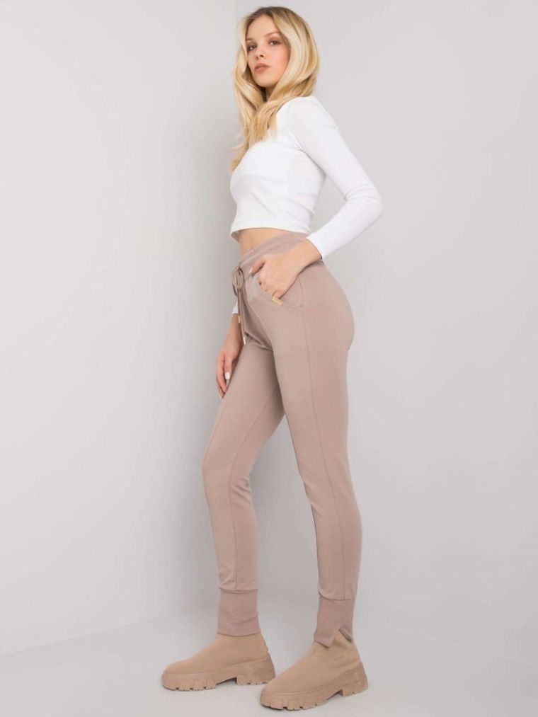 Spodnie dresowe damskie, beżowe, Rue Paris