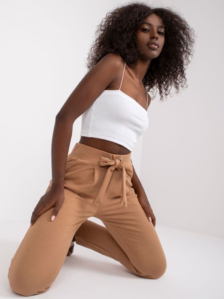 Spodnie dresowe damskie, beżowe, Rue Paris