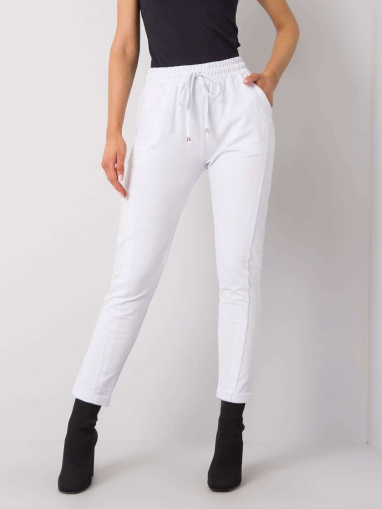 Spodnie dresowe damskie, białe, Basic Feel Good