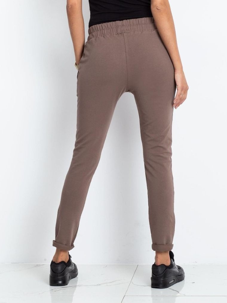 Spodnie dresowe damskie, brązowe, Basic Feel Good